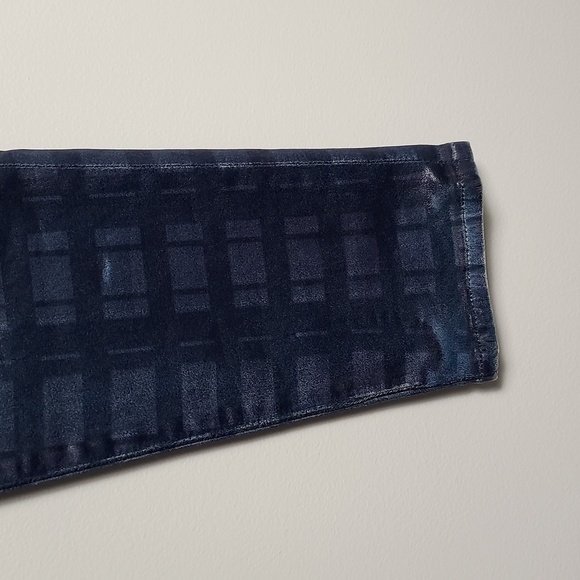 7 FOR ALL MANKIND The Skinny Wax Coated Blue Jeans With Plaid Pattern Size 29 - Picture 6 of 16